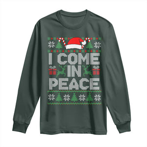 I Come In Peace Funny Christmas Matching Couple Long Sleeve Shirt Offensive Adult Humor Festive Holiday TS02 Dark Forest Green Print Your Wear