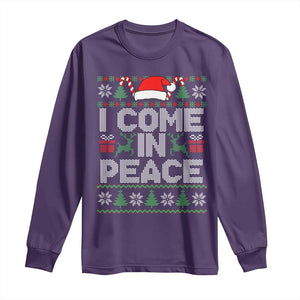 I Come In Peace Funny Christmas Matching Couple Long Sleeve Shirt Offensive Adult Humor Festive Holiday TS02 Purple Print Your Wear