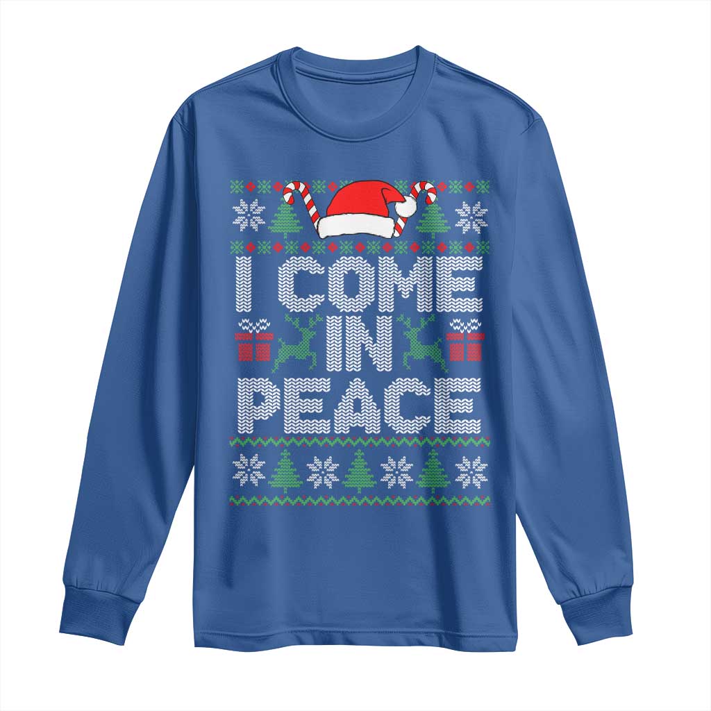 I Come In Peace Funny Christmas Matching Couple Long Sleeve Shirt Offensive Adult Humor Festive Holiday TS02 Royal Blue Print Your Wear