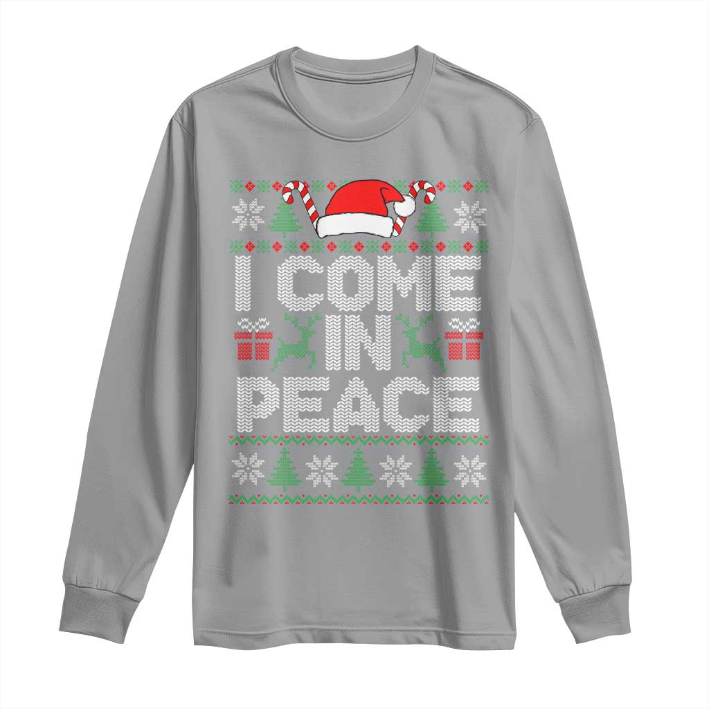 I Come In Peace Funny Christmas Matching Couple Long Sleeve Shirt Offensive Adult Humor Festive Holiday TS02 Sport Gray Print Your Wear