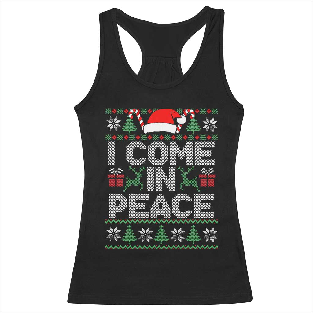 I Come In Peace Funny Christmas Matching Couple Racerback Tank Top Offensive Adult Humor Festive Holiday TS02 Black Print Your Wear