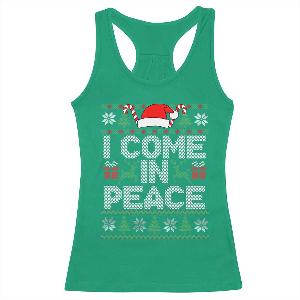 I Come In Peace Funny Christmas Matching Couple Racerback Tank Top Offensive Adult Humor Festive Holiday TS02 Irish Green Print Your Wear