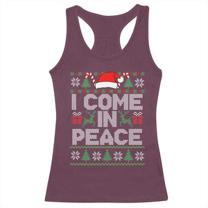 I Come In Peace Funny Christmas Matching Couple Racerback Tank Top Offensive Adult Humor Festive Holiday TS02 Maroon Print Your Wear