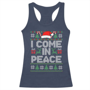 I Come In Peace Funny Christmas Matching Couple Racerback Tank Top Offensive Adult Humor Festive Holiday TS02 Navy Print Your Wear
