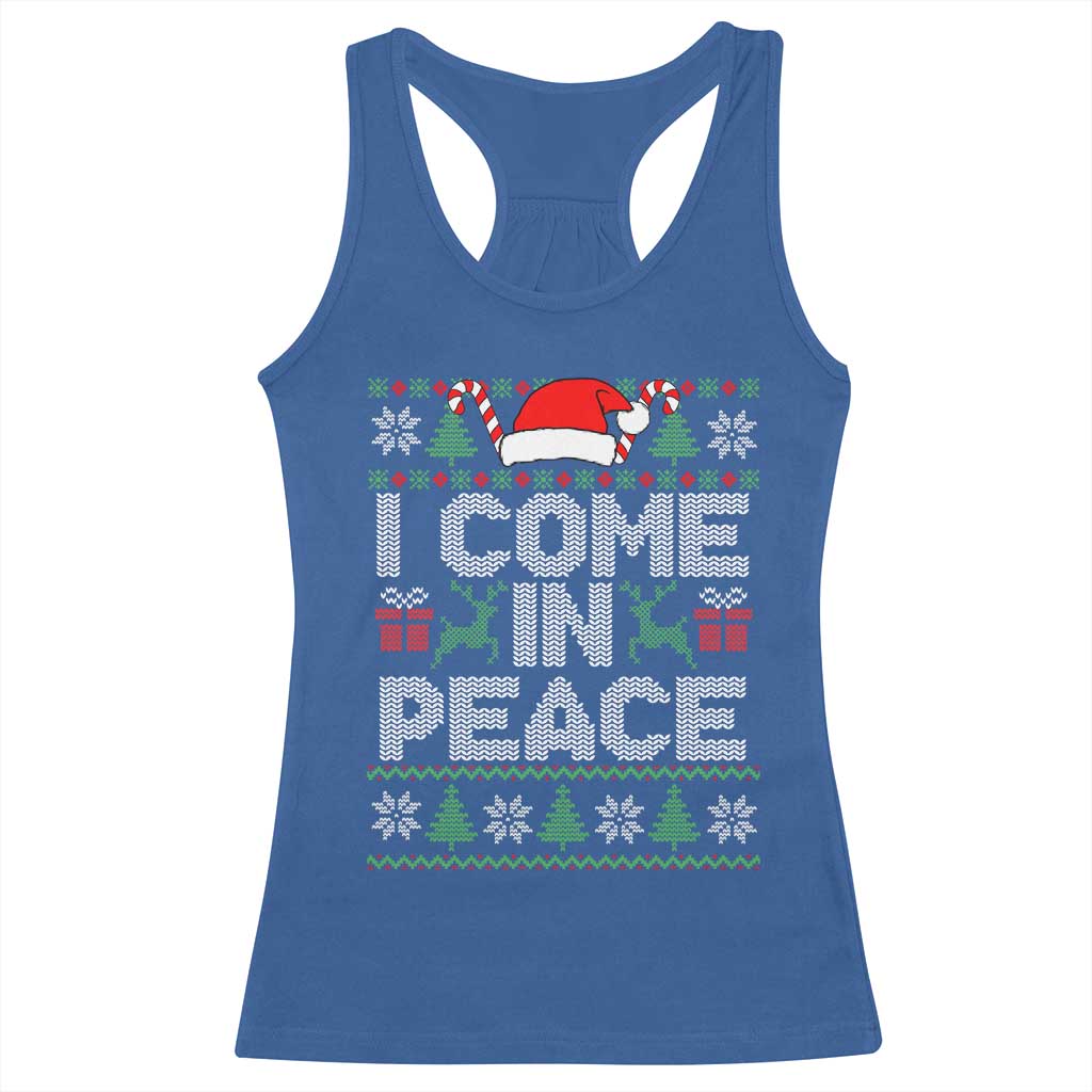 I Come In Peace Funny Christmas Matching Couple Racerback Tank Top Offensive Adult Humor Festive Holiday TS02 Royal Blue Print Your Wear