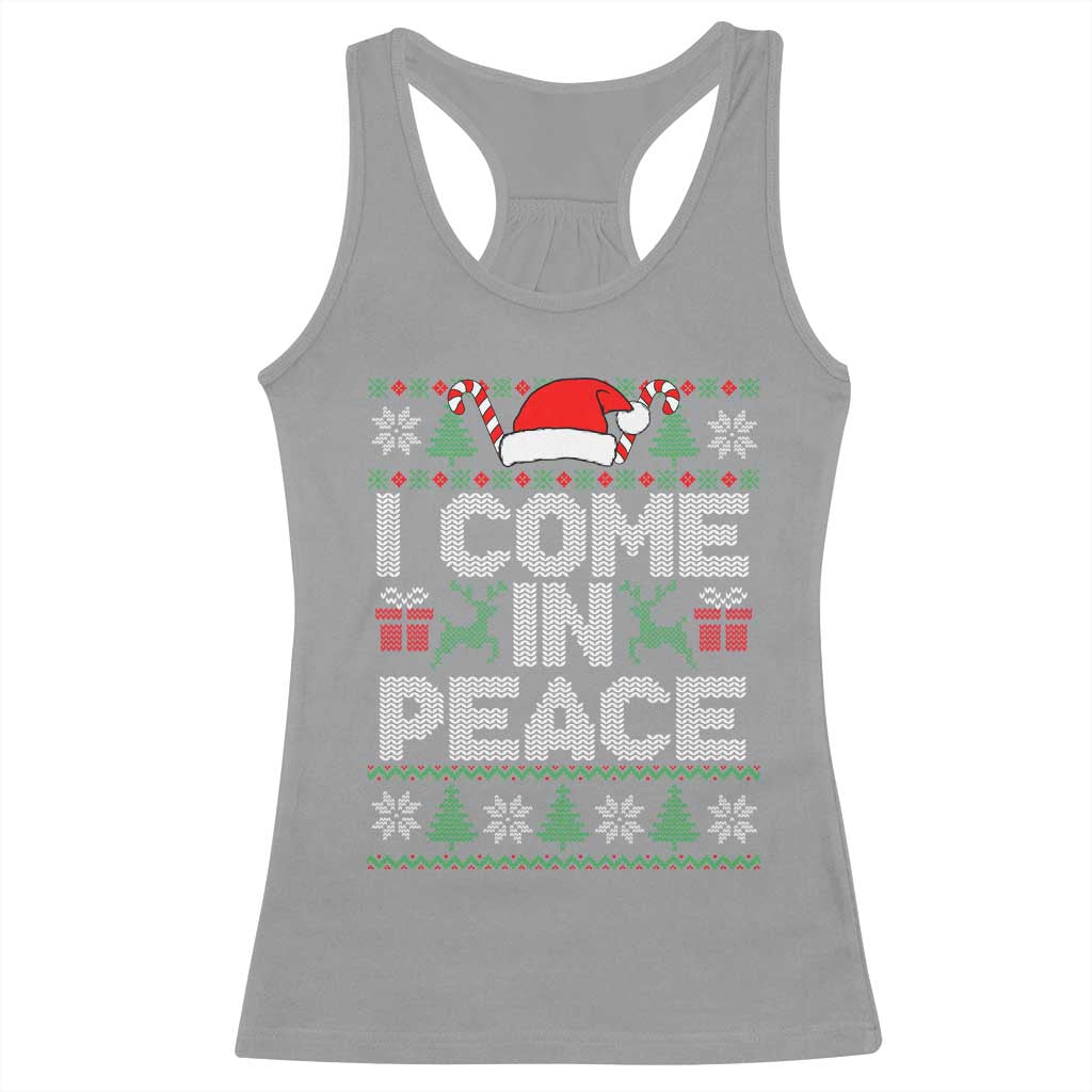 I Come In Peace Funny Christmas Matching Couple Racerback Tank Top Offensive Adult Humor Festive Holiday TS02 Sport Gray Print Your Wear