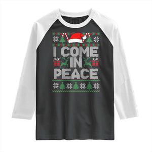 I Come In Peace Funny Christmas Matching Couple Raglan Shirt Offensive Adult Humor Festive Holiday TS02 Black White Print Your Wear