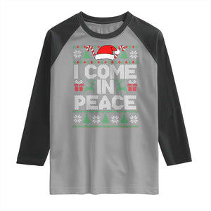 I Come In Peace Funny Christmas Matching Couple Raglan Shirt Offensive Adult Humor Festive Holiday TS02 Sport Gray Black Print Your Wear