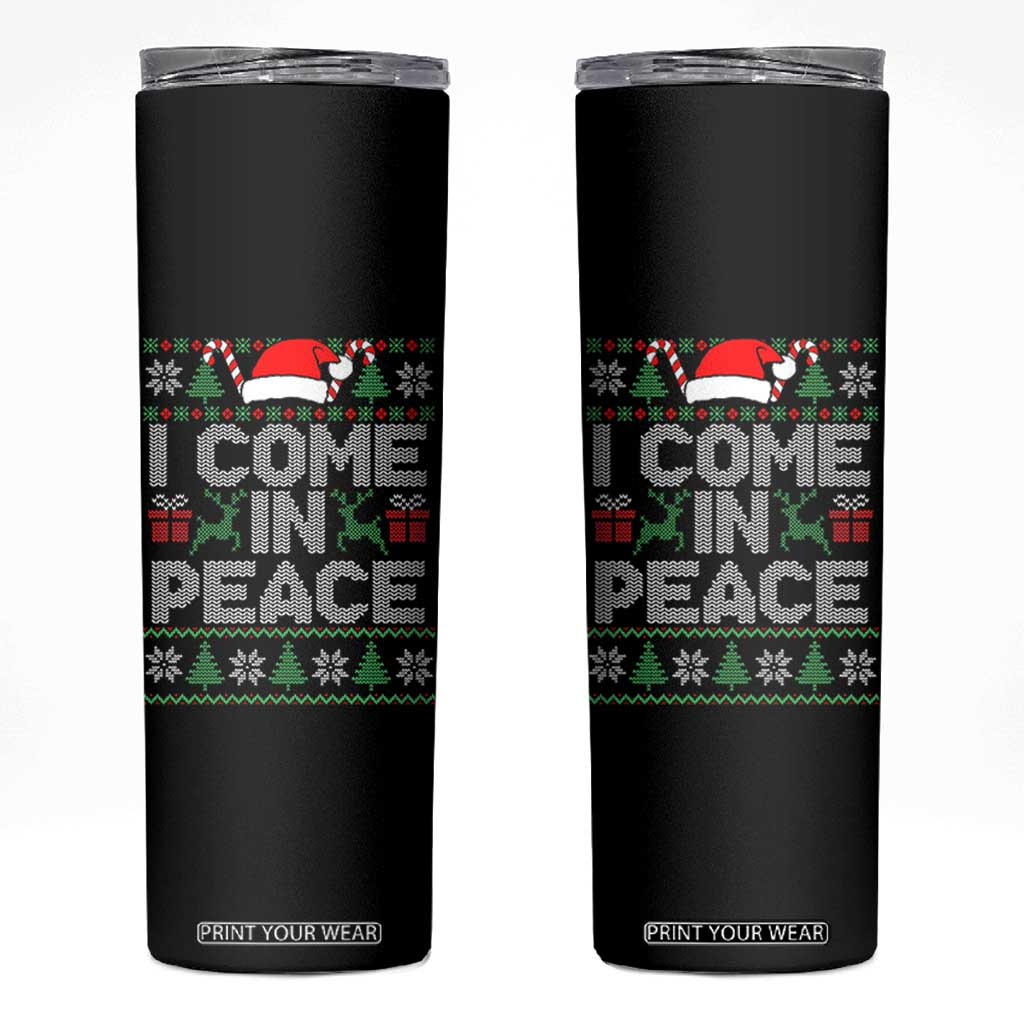 I Come In Peace Funny Christmas Matching Couple Skinny Tumbler Offensive Adult Humor Festive Holiday TS02 Black Print Your Wear