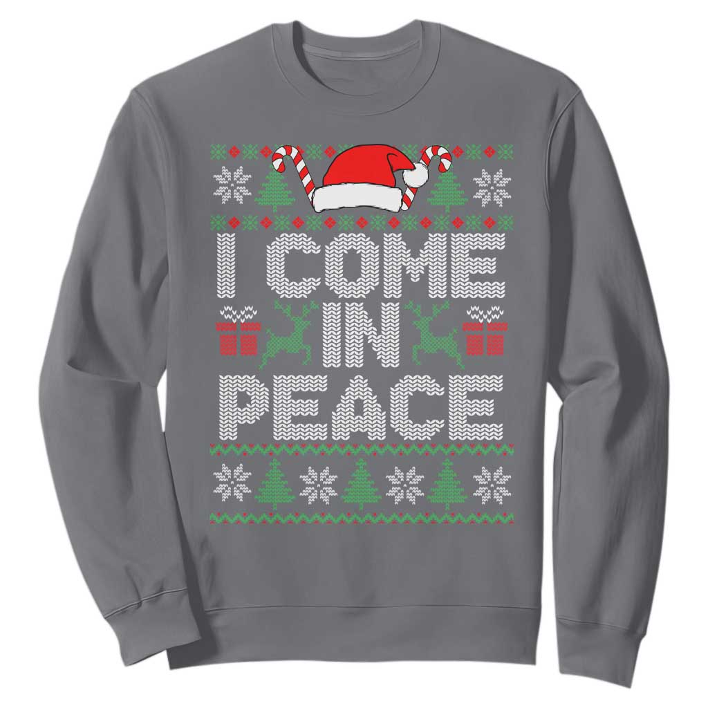 I Come In Peace Funny Christmas Matching Couple Sweatshirt Offensive Adult Humor Festive Holiday TS02 Charcoal Print Your Wear