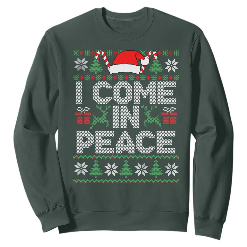 I Come In Peace Funny Christmas Matching Couple Sweatshirt Offensive Adult Humor Festive Holiday TS02 Dark Forest Green Print Your Wear