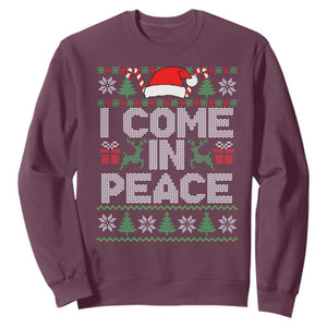 I Come In Peace Funny Christmas Matching Couple Sweatshirt Offensive Adult Humor Festive Holiday TS02 Maroon Print Your Wear