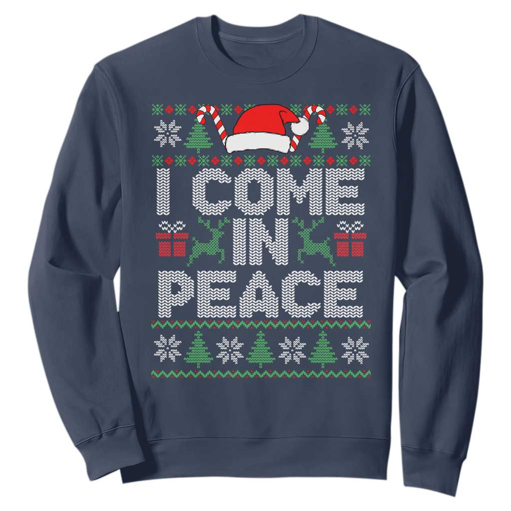I Come In Peace Funny Christmas Matching Couple Sweatshirt Offensive Adult Humor Festive Holiday TS02 Navy Print Your Wear