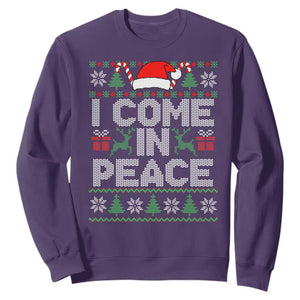 I Come In Peace Funny Christmas Matching Couple Sweatshirt Offensive Adult Humor Festive Holiday TS02 Purple Print Your Wear