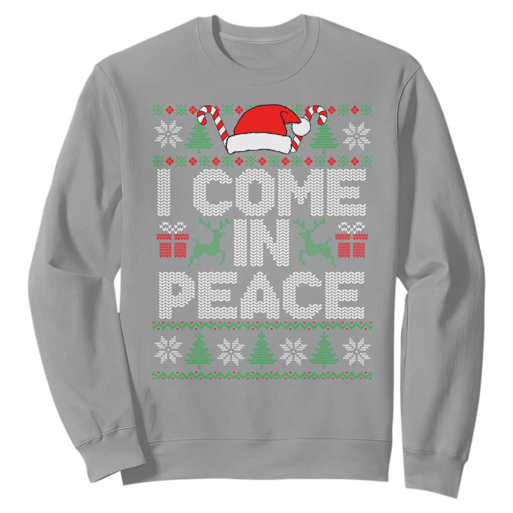 I Come In Peace Funny Christmas Matching Couple Sweatshirt Offensive Adult Humor Festive Holiday TS02 Sport Gray Print Your Wear
