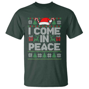 I Come In Peace Funny Christmas Matching Couple T Shirt Offensive Adult Humor Festive Holiday TS02 Dark Forest Green Print Your Wear