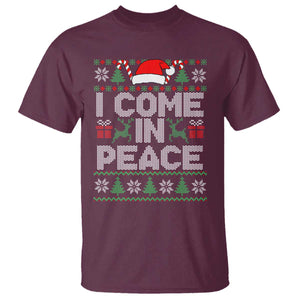I Come In Peace Funny Christmas Matching Couple T Shirt Offensive Adult Humor Festive Holiday TS02 Maroon Print Your Wear
