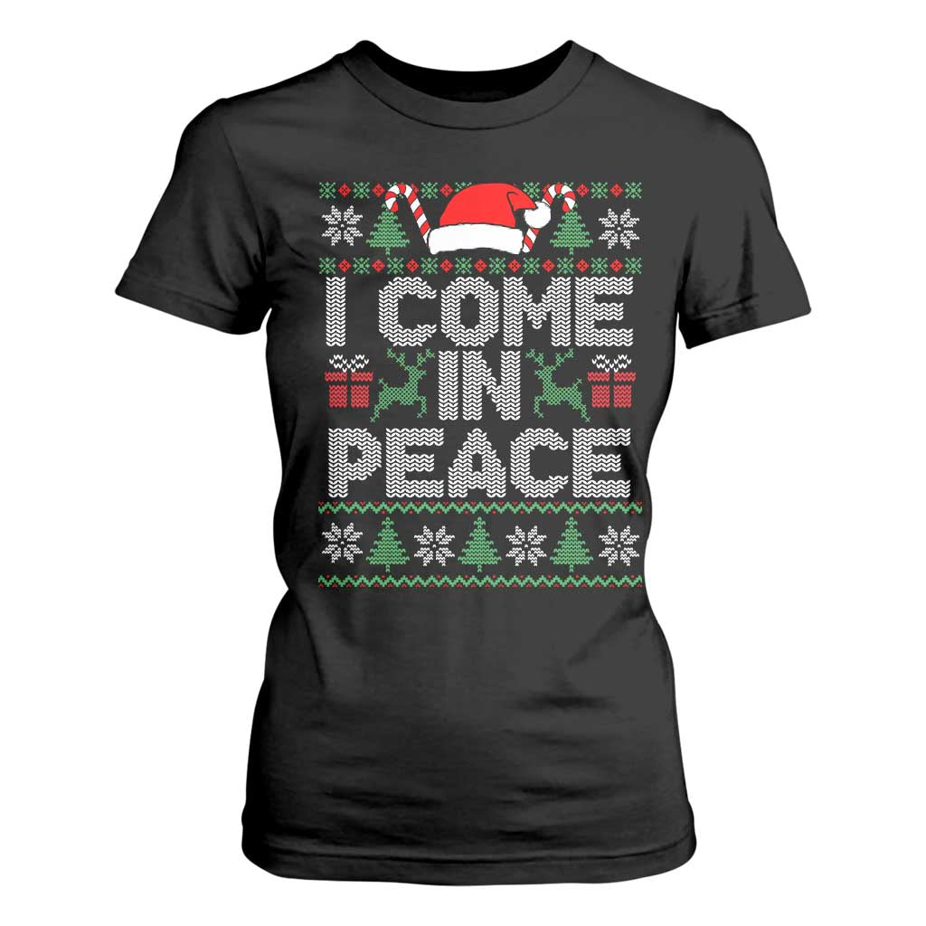 I Come In Peace Funny Christmas Matching Couple T Shirt For Women Offensive Adult Humor Festive Holiday TS02 Black Print Your Wear