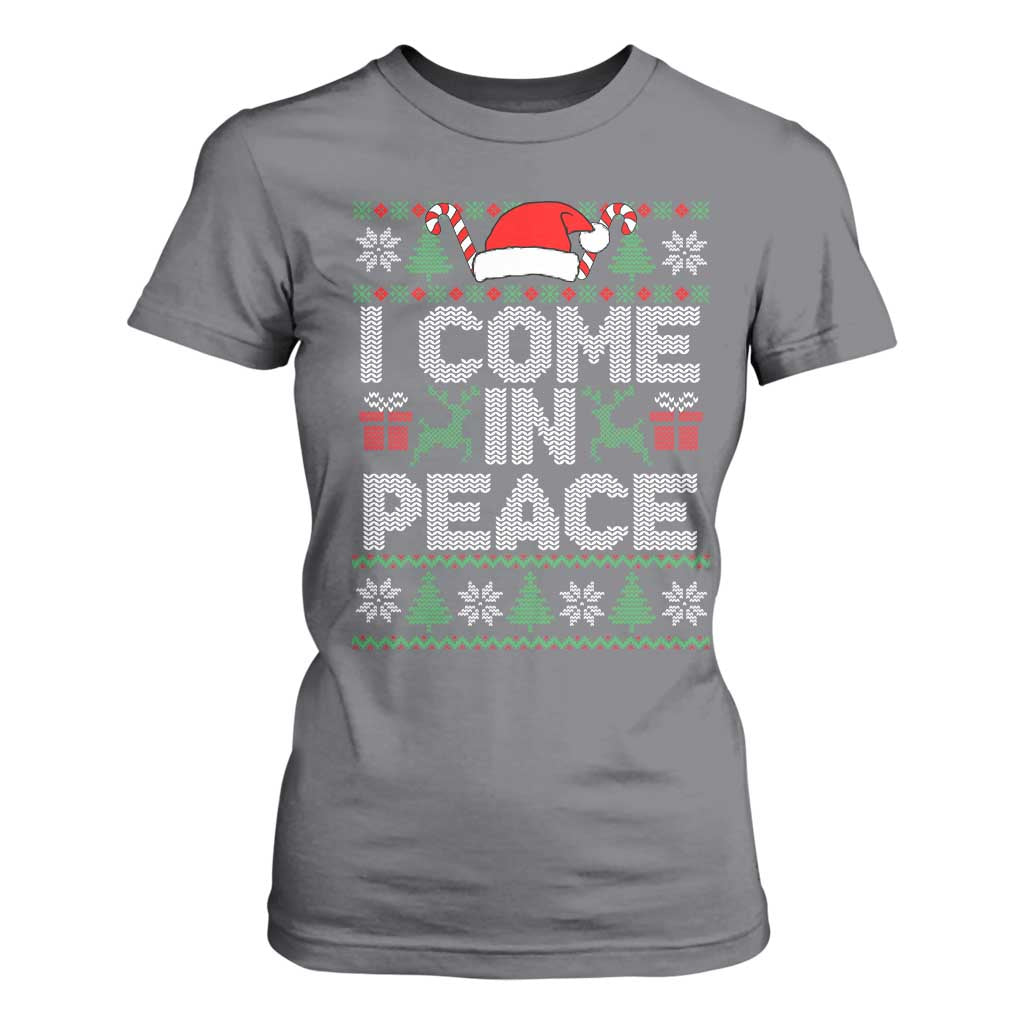 I Come In Peace Funny Christmas Matching Couple T Shirt For Women Offensive Adult Humor Festive Holiday TS02 Charcoal Print Your Wear
