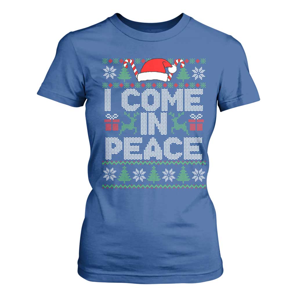 I Come In Peace Funny Christmas Matching Couple T Shirt For Women Offensive Adult Humor Festive Holiday TS02 Royal Blue Print Your Wear