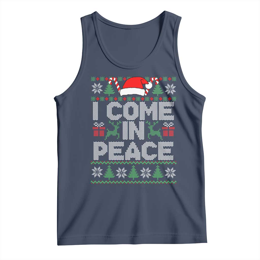I Come In Peace Funny Christmas Matching Couple Tank Top Offensive Adult Humor Festive Holiday TS02 Navy Print Your Wear