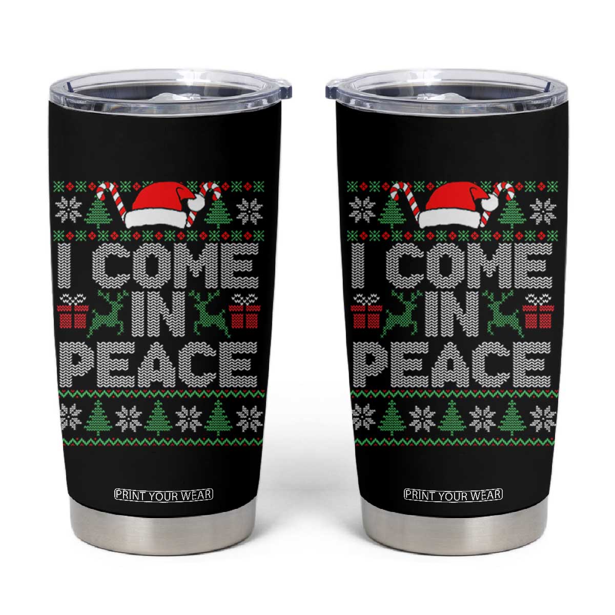 I Come In Peace Funny Christmas Matching Couple Tumbler Cup Offensive Adult Humor Festive Holiday TS02 Black Print Your Wear