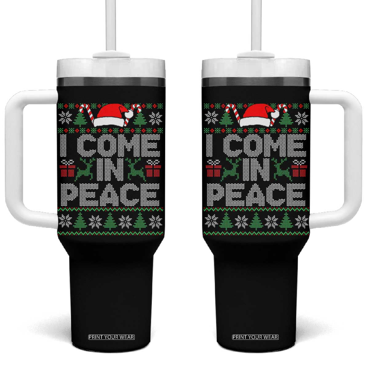 I Come In Peace Funny Christmas Matching Couple Tumbler With Handle Offensive Adult Humor Festive Holiday TS02 One Size: 40 oz Black Print Your Wear