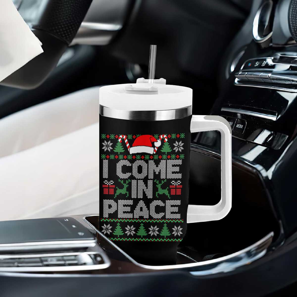 I Come In Peace Funny Christmas Matching Couple Tumbler With Handle Offensive Adult Humor Festive Holiday TS02 Print Your Wear