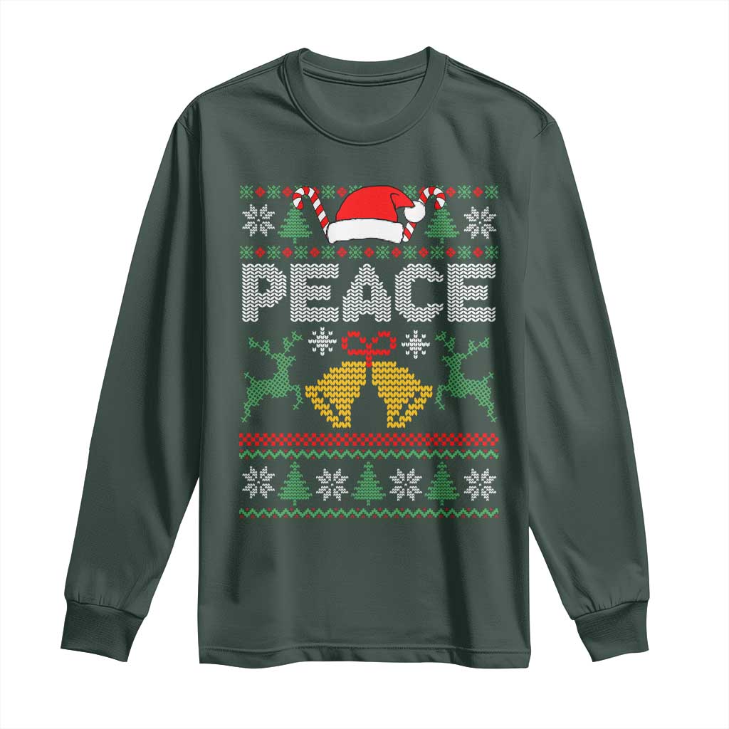 I am Peace Funny Christmas Matching Couple Long Sleeve Shirt Offensive Adult Humor Festive Holiday TS02 Dark Forest Green Print Your Wear