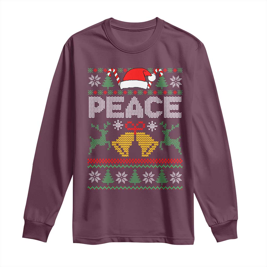 I am Peace Funny Christmas Matching Couple Long Sleeve Shirt Offensive Adult Humor Festive Holiday TS02 Maroon Print Your Wear