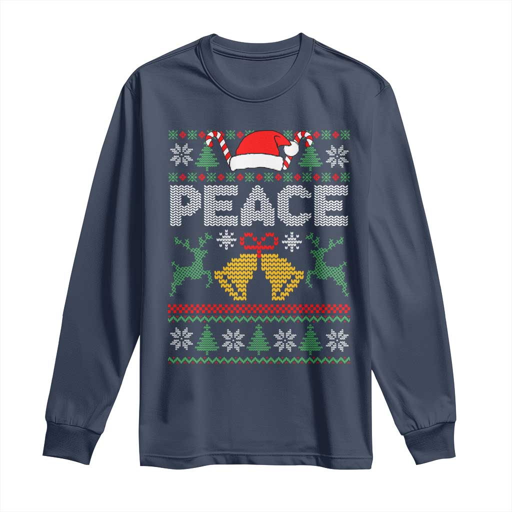 I am Peace Funny Christmas Matching Couple Long Sleeve Shirt Offensive Adult Humor Festive Holiday TS02 Navy Print Your Wear