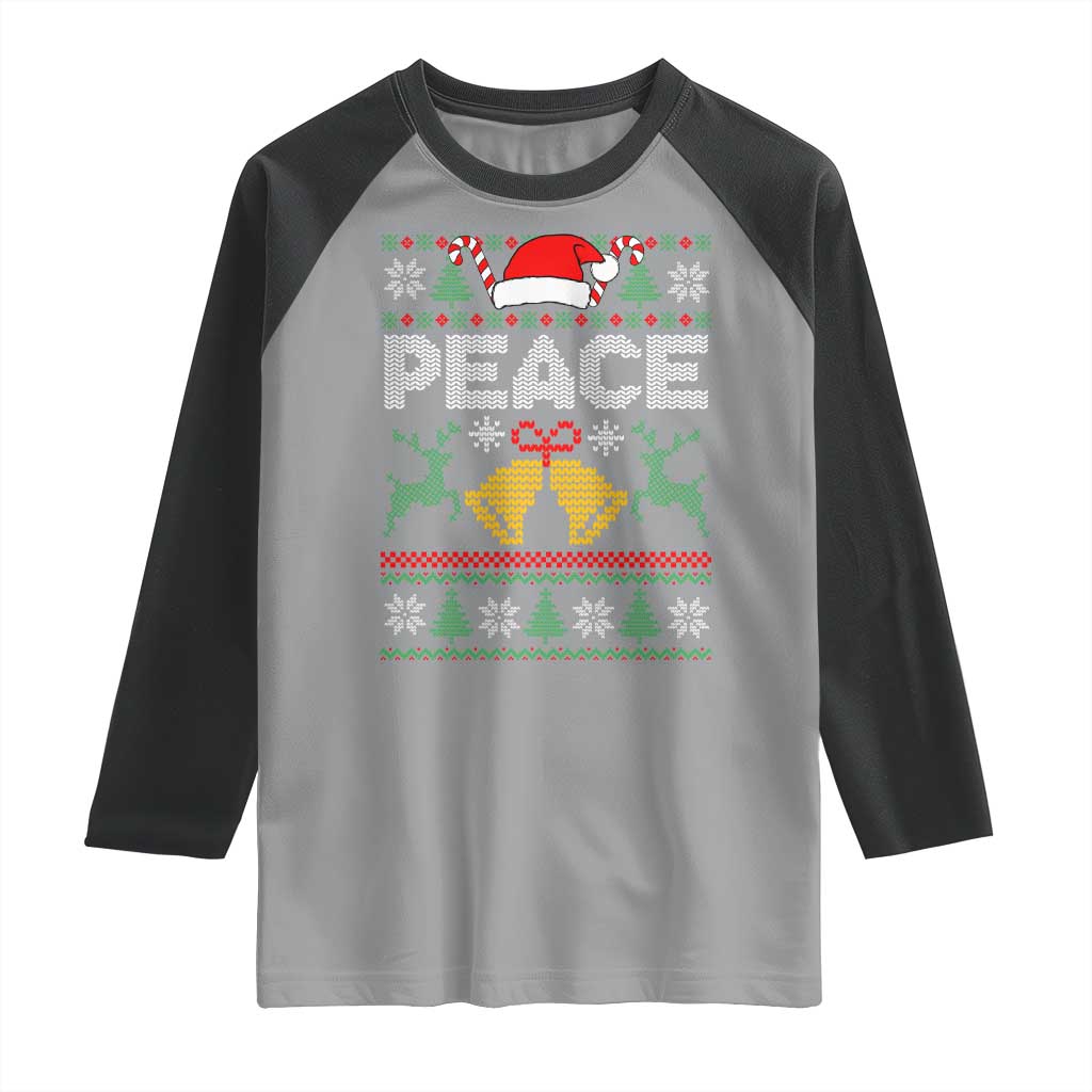 I am Peace Funny Christmas Matching Couple Raglan Shirt Offensive Adult Humor Festive Holiday TS02 Sport Gray Black Print Your Wear