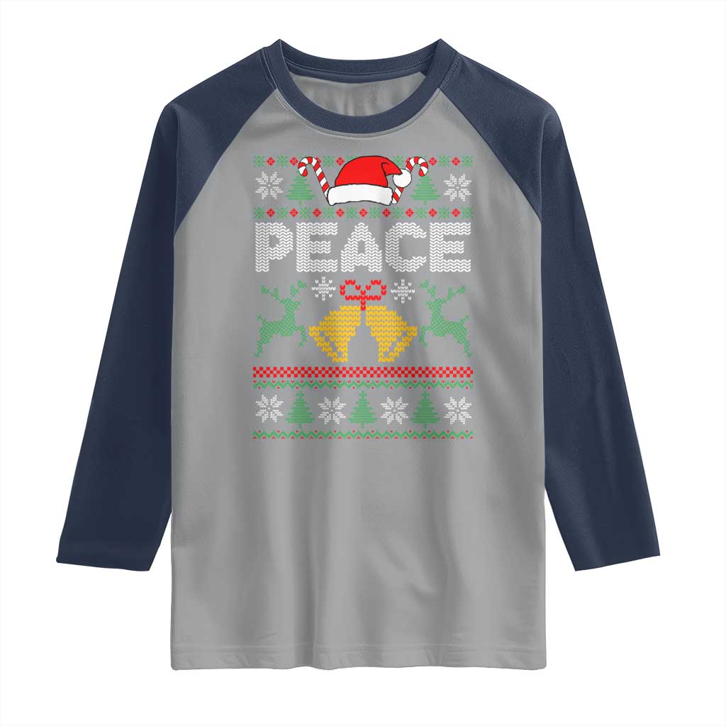 I am Peace Funny Christmas Matching Couple Raglan Shirt Offensive Adult Humor Festive Holiday TS02 Sport Gray Navy Print Your Wear