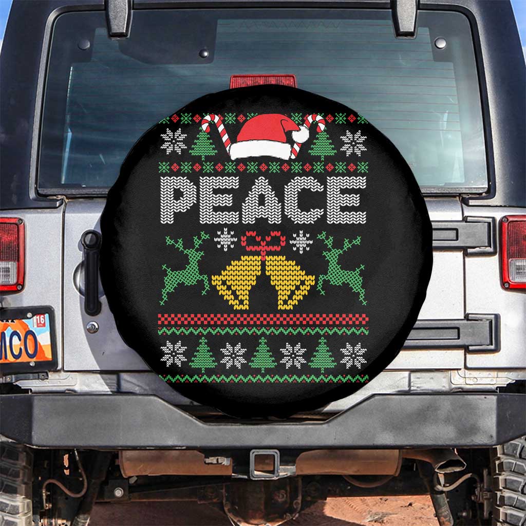 I am Peace Funny Christmas Matching Couple Spare Tire Cover Offensive Adult Humor Festive Holiday TS02 No hole Black Print Your Wear
