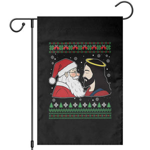 Funny Christmas Santa and Jesus Garden Flag Most Wonderful Time Christian Holiday Gag Gift TS02 Black Print Your Wear