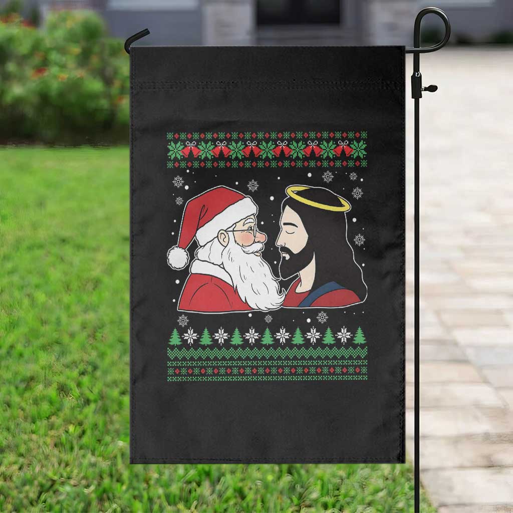 Funny Christmas Santa and Jesus Garden Flag Most Wonderful Time Christian Holiday Gag Gift TS02 Print Your Wear