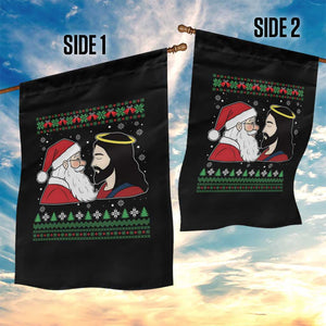 Funny Christmas Santa and Jesus Garden Flag Most Wonderful Time Christian Holiday Gag Gift TS02 Print Your Wear