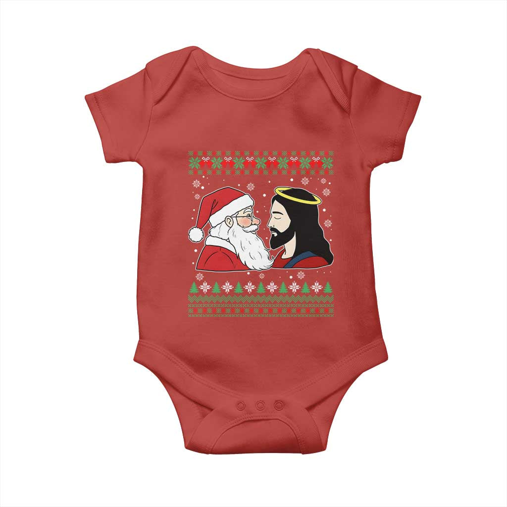 Funny Christmas Santa and Jesus Baby Onesie Most Wonderful Time Christian Holiday Gag Gift TS02 Red Print Your Wear