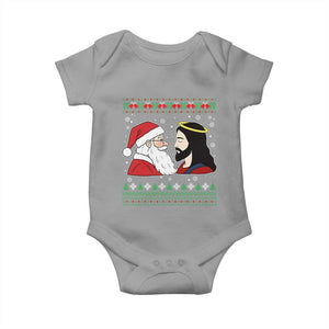 Funny Christmas Santa and Jesus Baby Onesie Most Wonderful Time Christian Holiday Gag Gift TS02 Sport Gray Print Your Wear