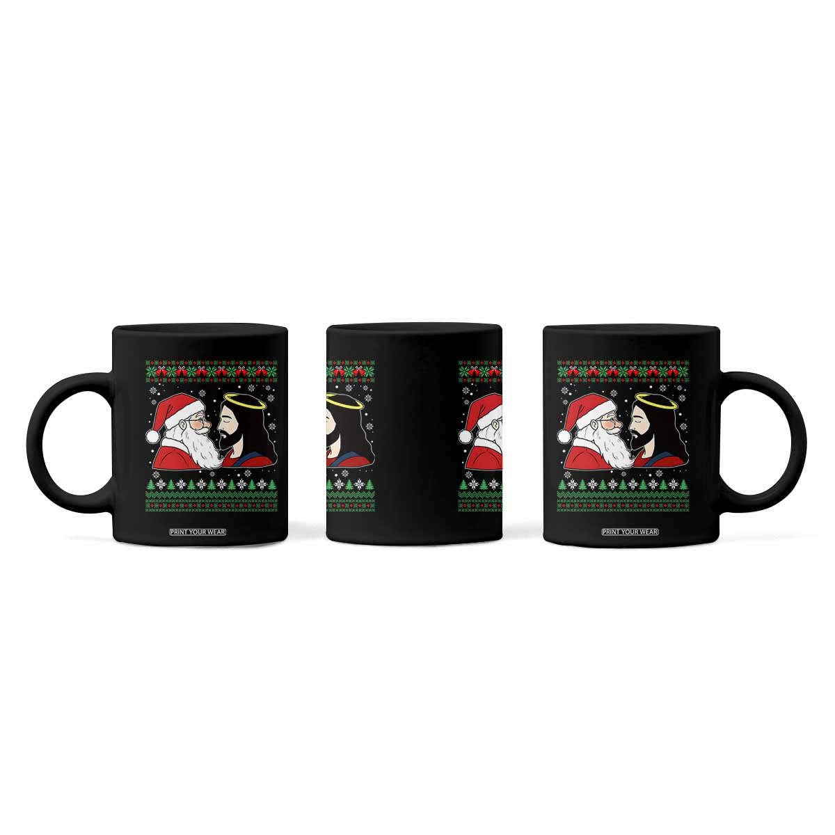 Funny Christmas Santa and Jesus Coffee Mug Most Wonderful Time Christian Holiday Gag Gift TS02 Print Your Wear
