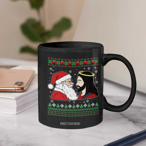 Funny Christmas Santa and Jesus Coffee Mug Most Wonderful Time Christian Holiday Gag Gift TS02 Print Your Wear