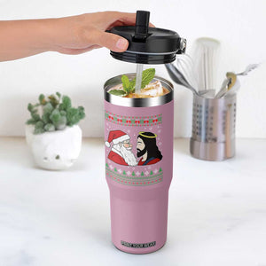 Funny Christmas Santa and Jesus Flip Straw Tumbler Most Wonderful Time Christian Holiday Gag Gift TS02 One Size: 30 oz Light Pink Print Your Wear
