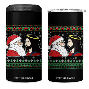 Funny Christmas Santa and Jesus 4 in 1 Can Cooler Tumbler Most Wonderful Time Christian Holiday Gag Gift TS02 One Size: 16 oz Black Print Your Wear