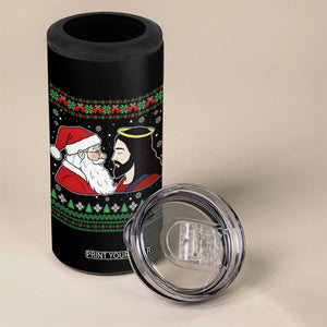 Funny Christmas Santa and Jesus 4 in 1 Can Cooler Tumbler Most Wonderful Time Christian Holiday Gag Gift TS02 Print Your Wear