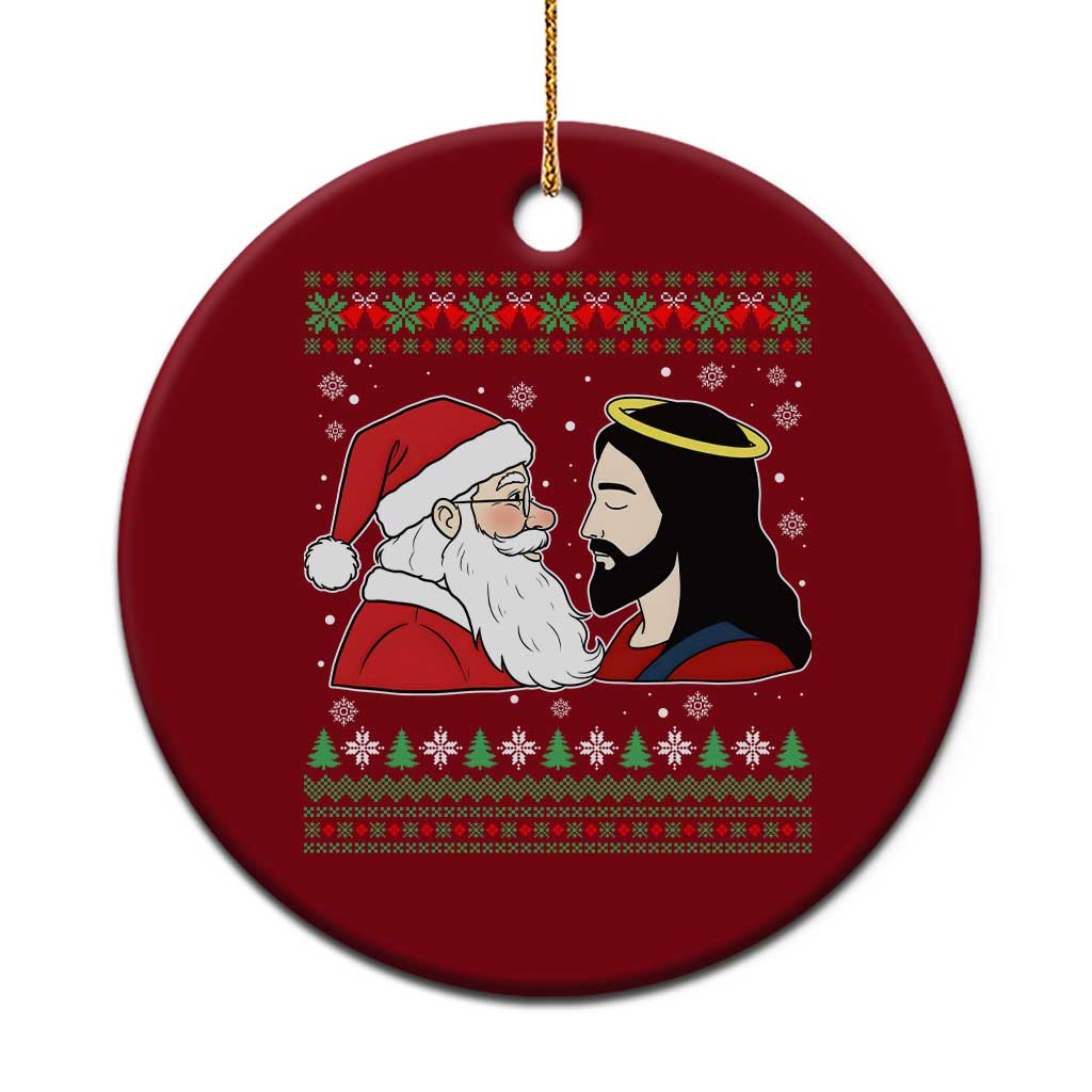 Funny Christmas Santa and Jesus Ceramic Ornament Most Wonderful Time Christian Holiday Gag Gift TS02 1pc Red Print Your Wear
