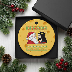 Funny Christmas Santa and Jesus Ceramic Ornament Most Wonderful Time Christian Holiday Gag Gift TS02 1pc Yellow Cheese Print Your Wear