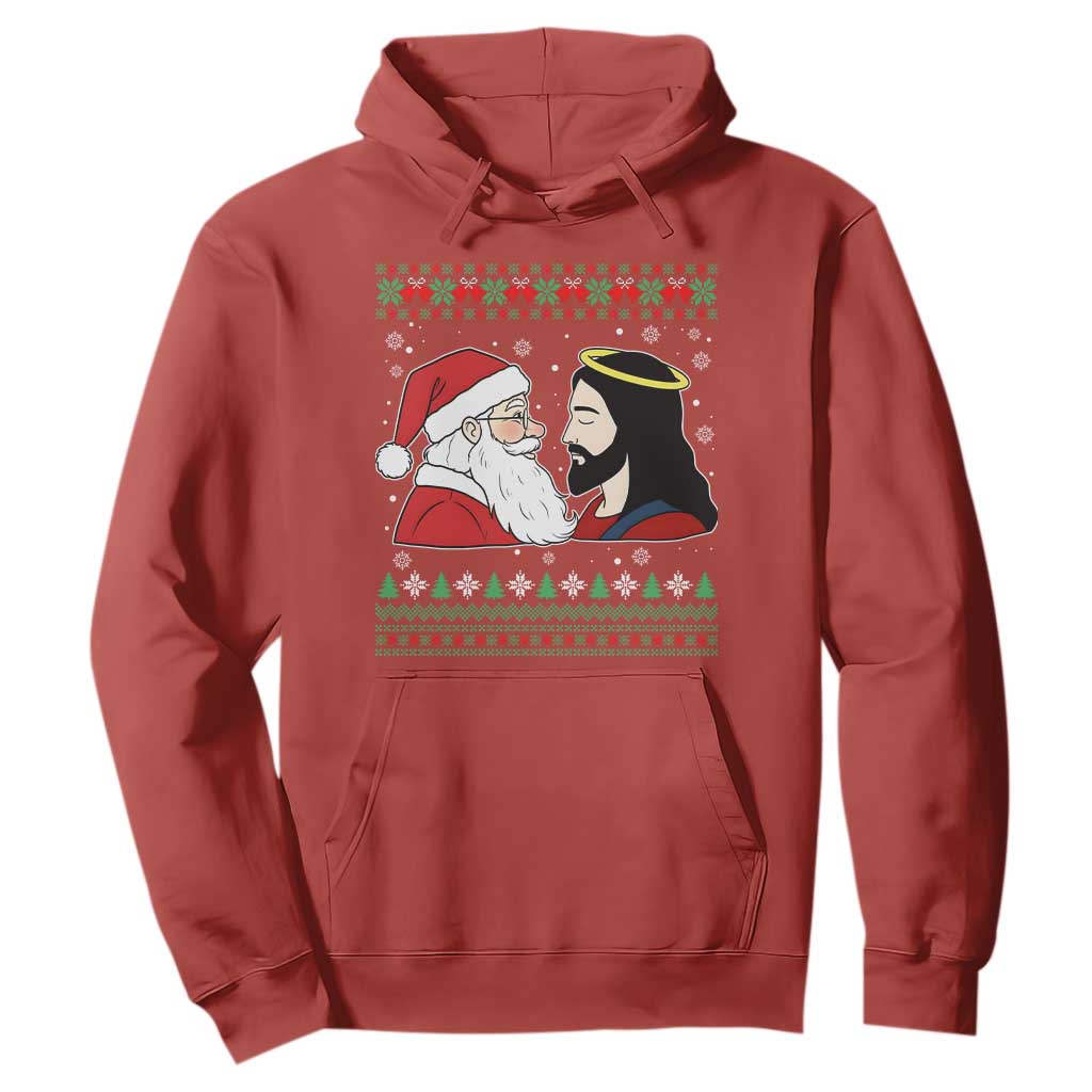 Funny Christmas Santa and Jesus Hoodie Most Wonderful Time Christian Holiday Gag Gift TS02 Red Print Your Wear