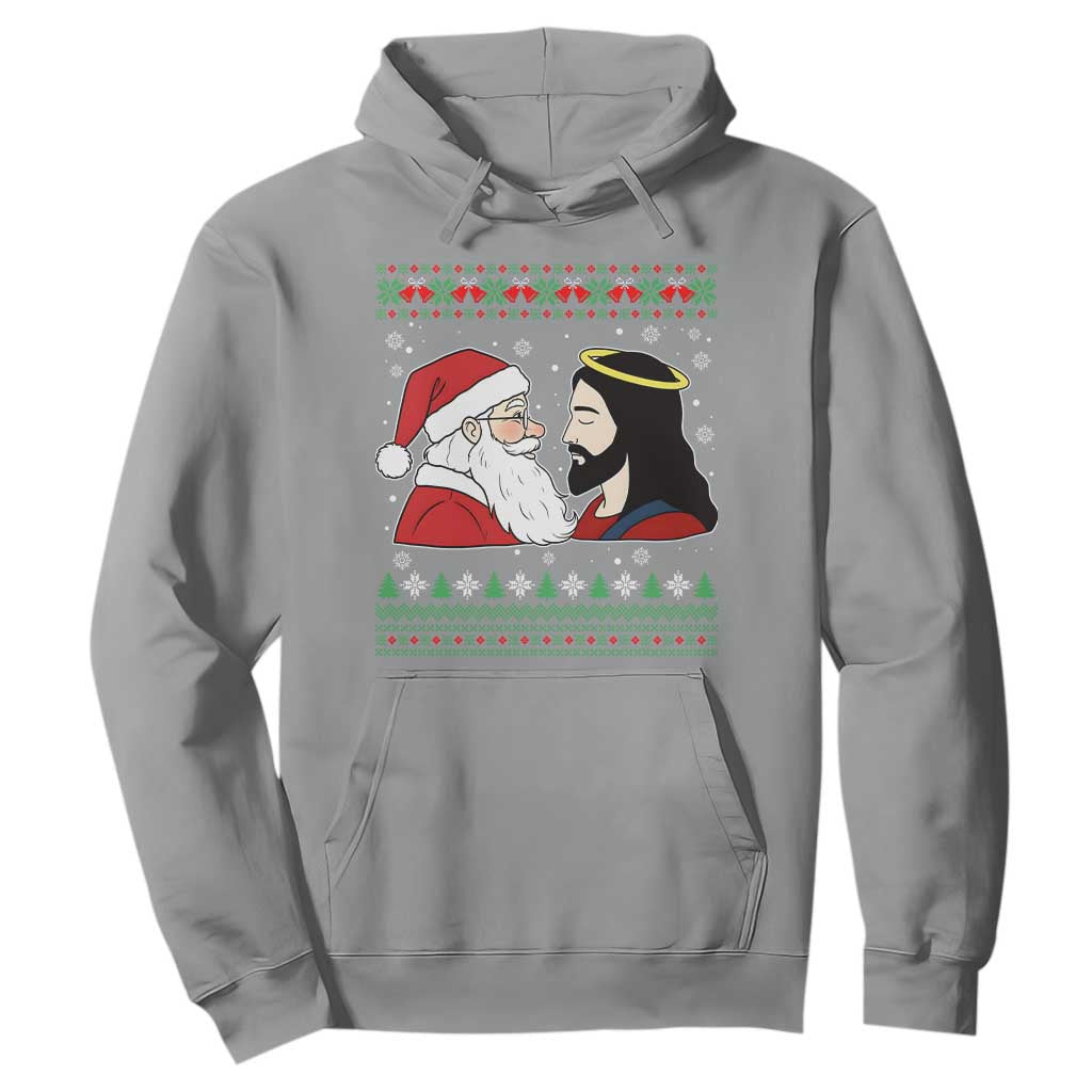 Funny Christmas Santa and Jesus Hoodie Most Wonderful Time Christian Holiday Gag Gift TS02 Sport Gray Print Your Wear