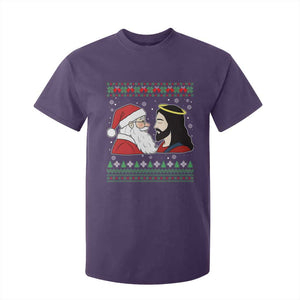 Funny Christmas Santa and Jesus T Shirt For Kid Most Wonderful Time Christian Holiday Gag Gift TS02 Purple Print Your Wear
