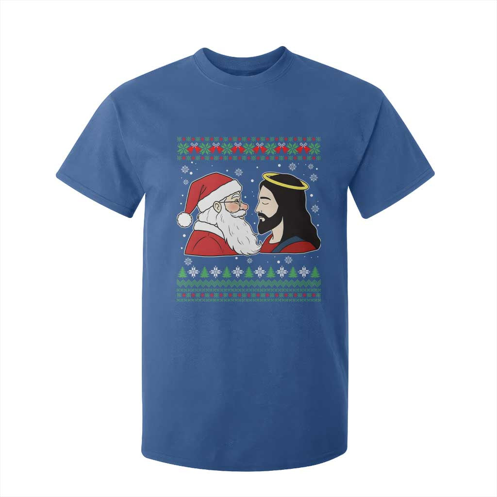Funny Christmas Santa and Jesus T Shirt For Kid Most Wonderful Time Christian Holiday Gag Gift TS02 Royal Blue Print Your Wear